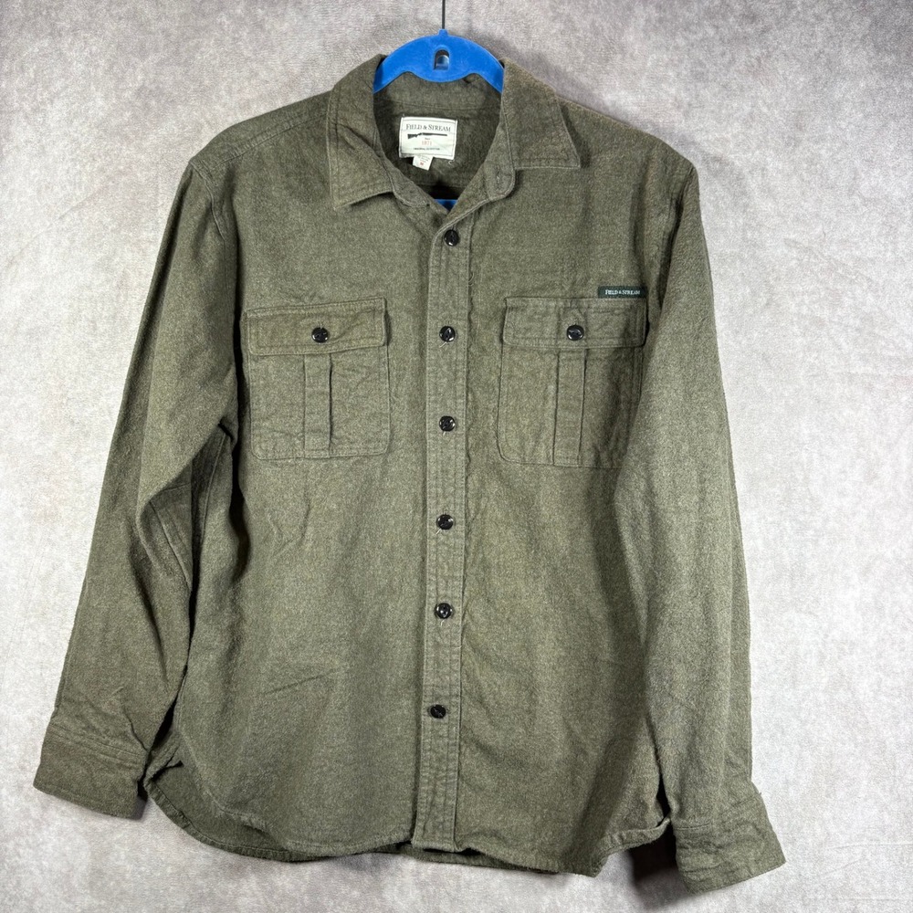 Field & Stream Chamois Flannel Shirt Mens Medium Brown Button Down Long Sleeve